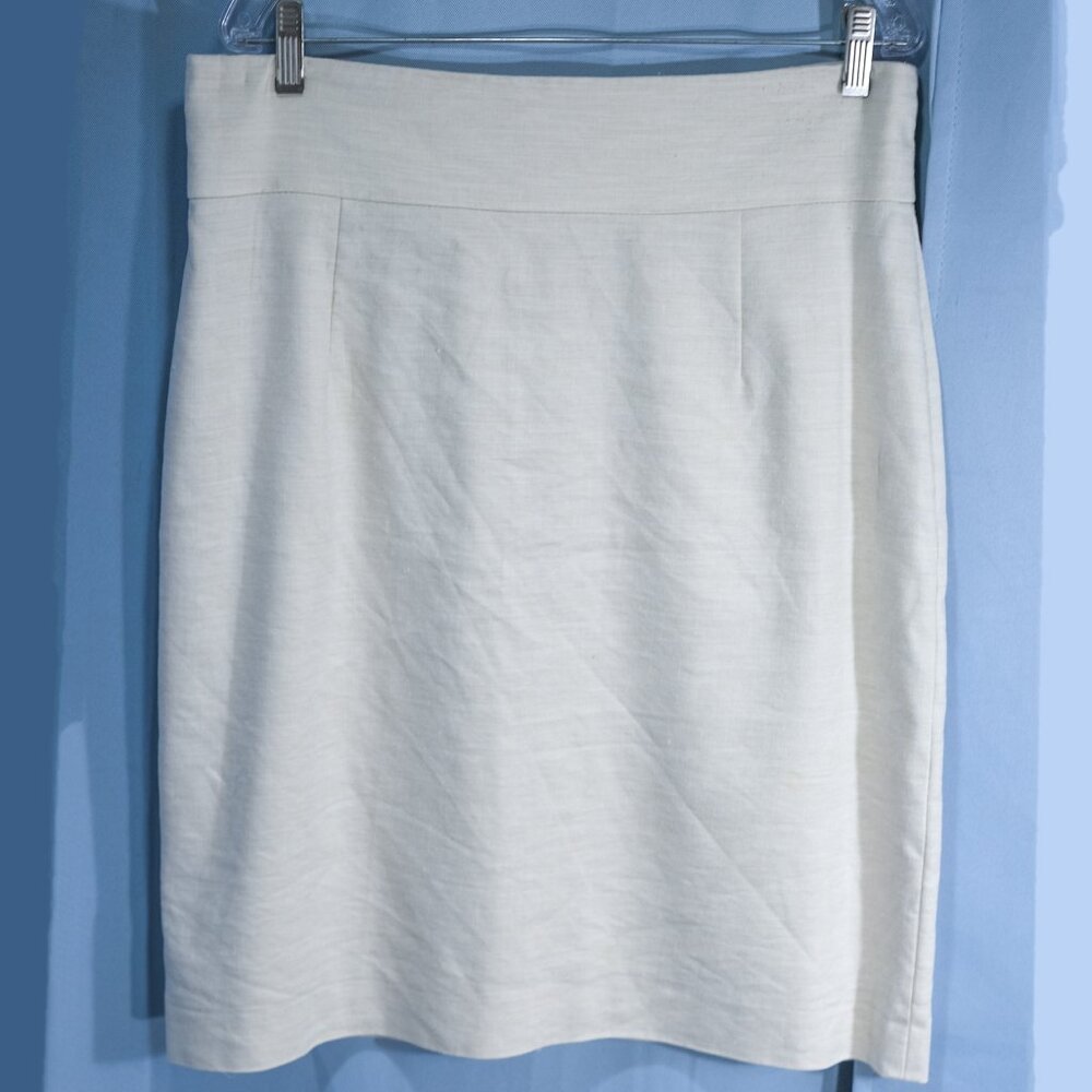 Tahari Arthur S. Levine - White Linen Mini Pencil Skirt - Size 14